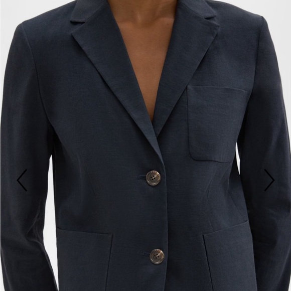 THEORY Boxy Patch Pocket Blazer in Stretch Linen Black - Picture 5 of 10